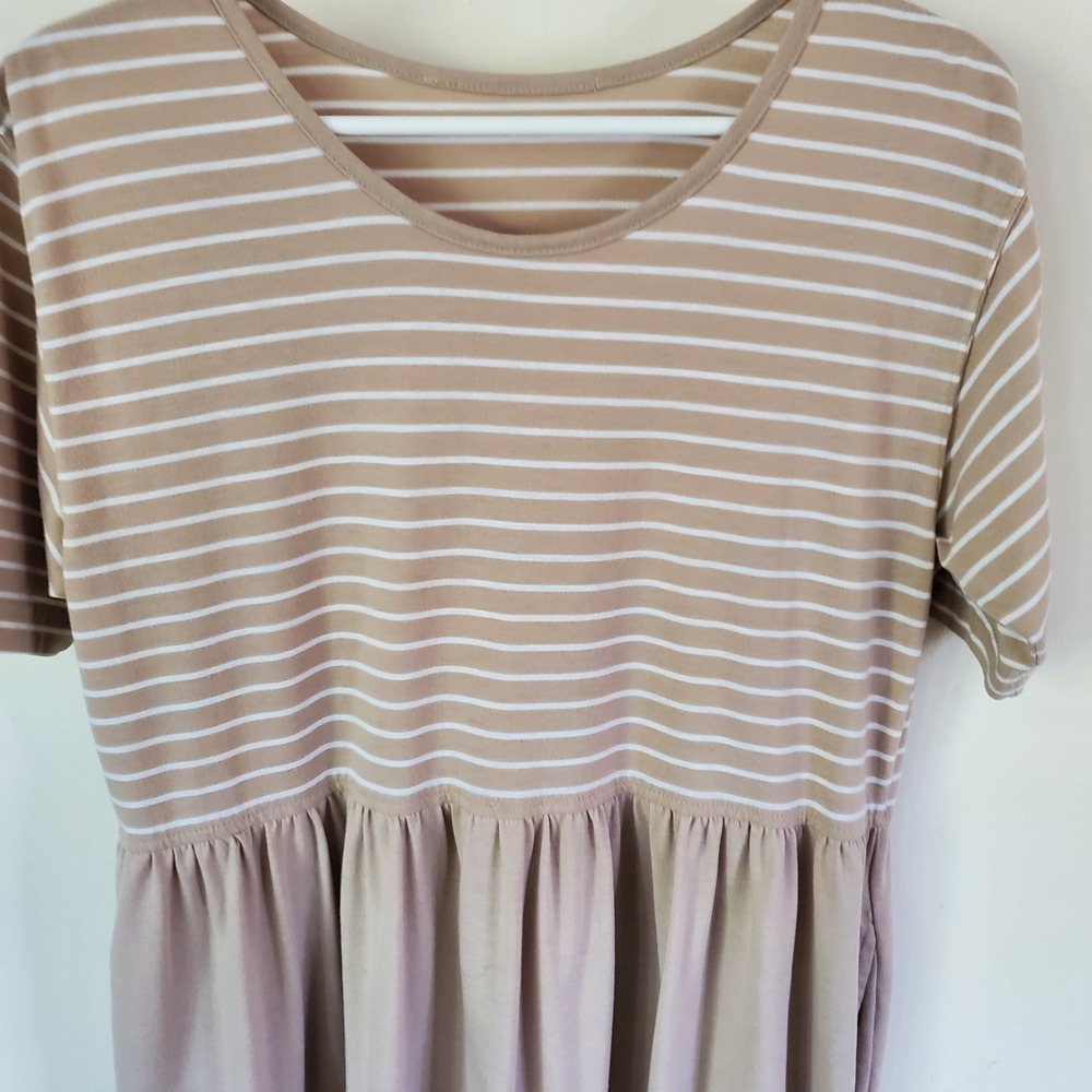 Womens Midi Dress Size L Pockets Short Sleeves Pullover Cottagecore Peasant Boho - Picture 3 of 14